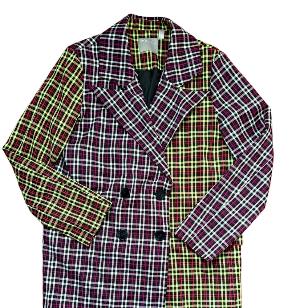 ASOS Checkered Coat with Pink, Yellow and Black Accents